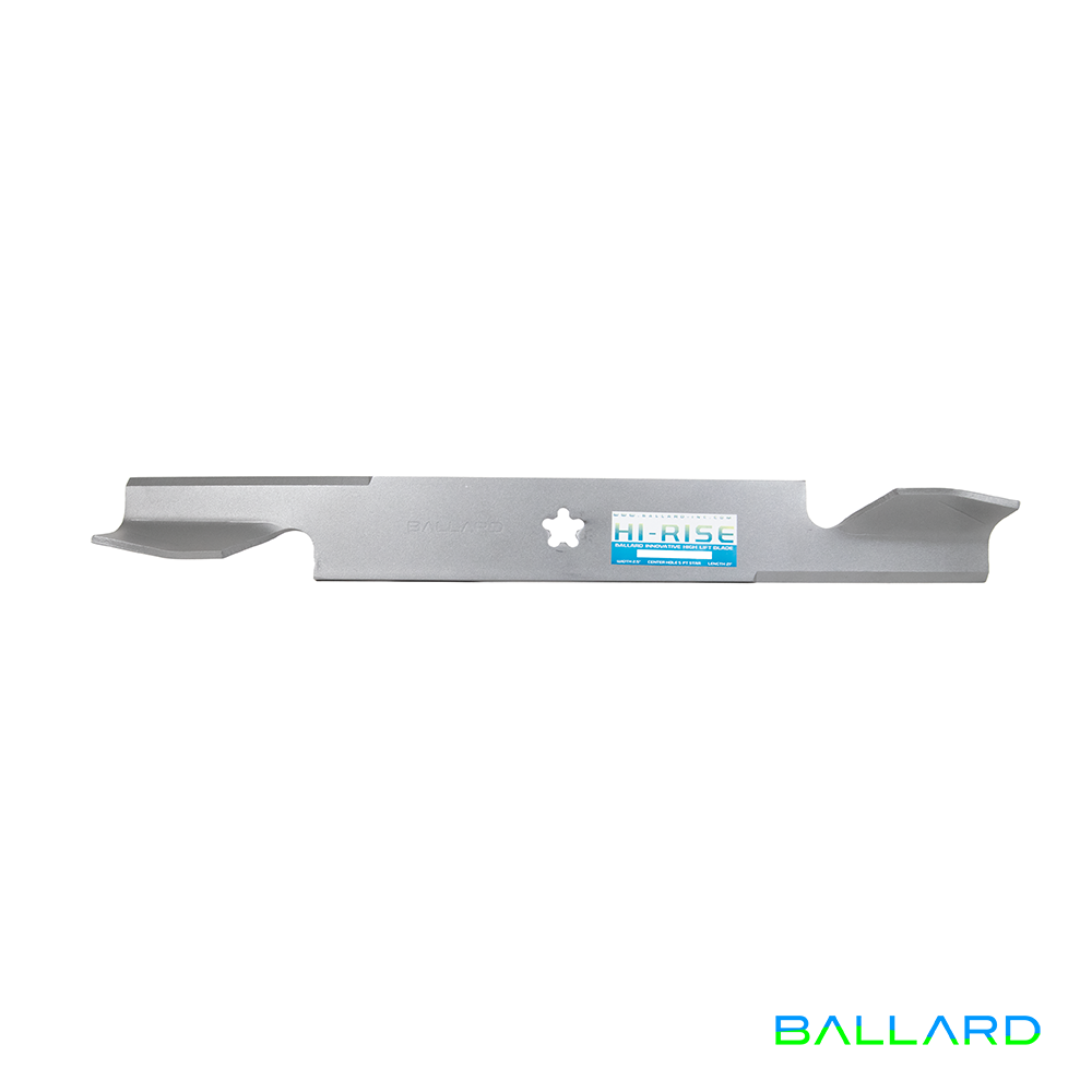 Silver Mower Blades:  16 5/8" Long,  2.5" Wide,  5 PT Star Center Hole, Thickness- .203"(Three Blades) image number null